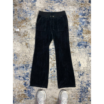 Pre-owned Juicy Couture Vintage Velour  Pants Y2k Flared Sweatpan In Black