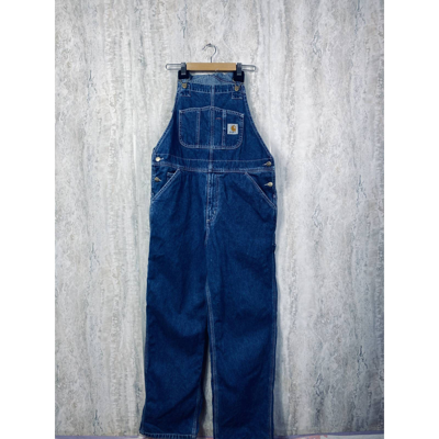 Pre-owned Carhartt X Vintage Carhartt Denim Blue Overall Dunagrees In Navy