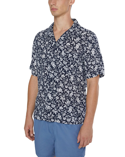 Onia Air Linen-blend Convertible Vacation Shirt In Blue