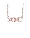 GENEVIVE GENEVIVE 18K ROSE GOLD PLATED CZ XOXO NECKLACE