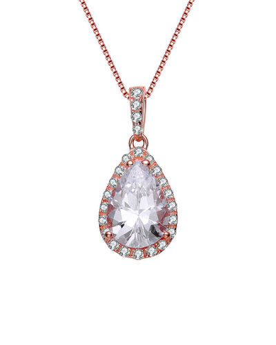 GENEVIVE GENEVIVE 18K ROSE GOLD PLATED CZ PENDANT