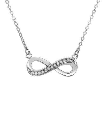 Genevive Silver Cz Love Necklace In Metallic