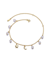 Genevive 14k Plated 4mm Pearl Cz Ankle Bracelet