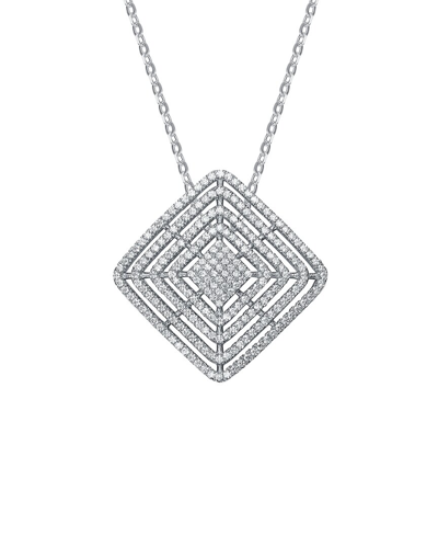 GENEVIVE GENEVIVE SILVER CZ STUD NECKLACE