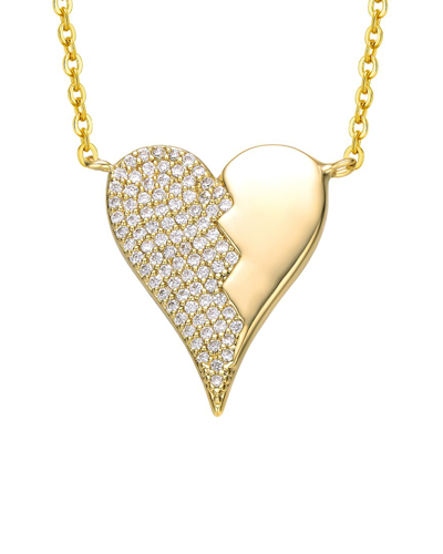 Genevive 14k Plated Cz Heart Necklace In Gold