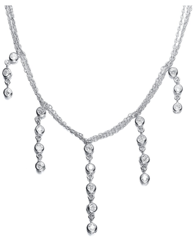 Genevive Silver Cz Statement Necklace In Metallic