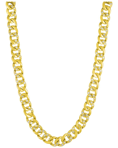 Genevive 14k Plated Cz Statement Necklace In Gold