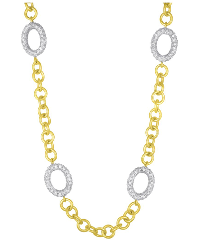 Genevive 14k Plated Cz Statement Necklace In Gold