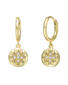 Rachel Glauber 14k Gold Plated Round Medallion With Star Design Dangle Earrings