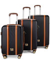 Badgley Mischka Mia 3pc Expandable Retro Luggage Set In Black