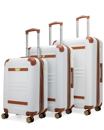 Vintage 19v69 Italia  3pc Expandable Spinner Luggage Set In White