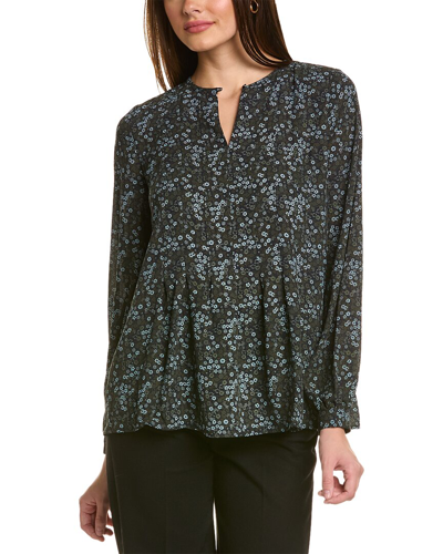 Brooks Brothers Keyhole Blouse In Blue