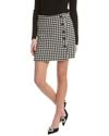 Vince Camuto Houndstooth Side Button Miniskirt In Black