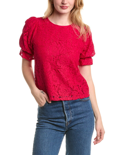 1.state Women's Puff Short Sleeve Keyhole Top In Red