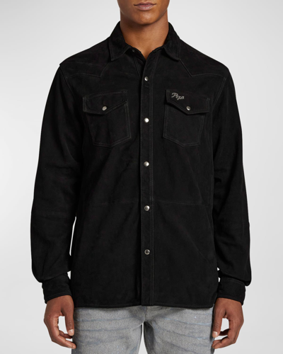 Prps Men's Suede Western Overshirt In Black