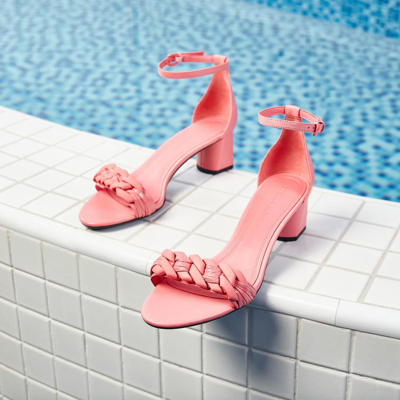 Stella Luna 2023年新款夏季女鞋一字带链条凉鞋羊皮时尚高跟鞋 In Pink