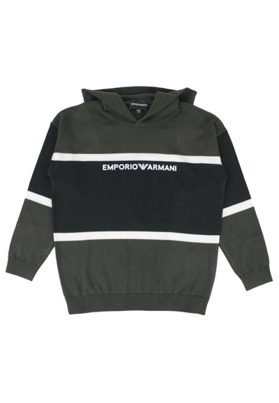 Emporio Armani Kids Colour Blocked Knitted Hoodie In Multi