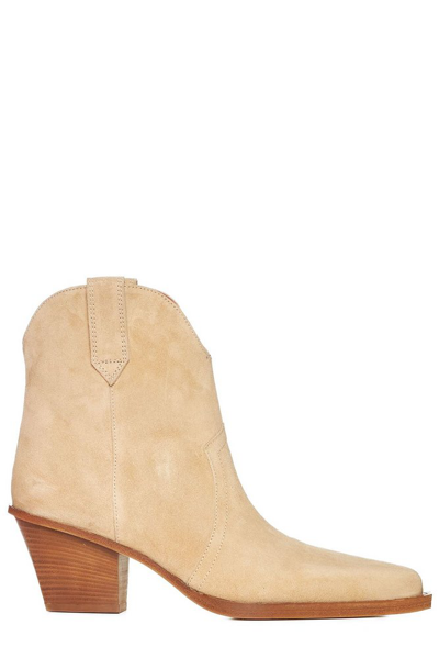 Paris Texas Pointed Toe Ankle Boots In Beige