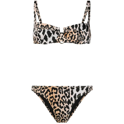 Reina Olga Brigitte Leopard Print Bikini Set In Black