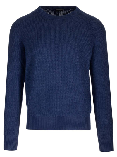 Tom Ford Crewneck Knitted Jumper In Navy