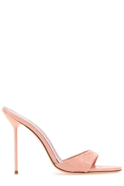 Paris Texas Lidia Embossed High Stiletto Heel Sandals In Pink