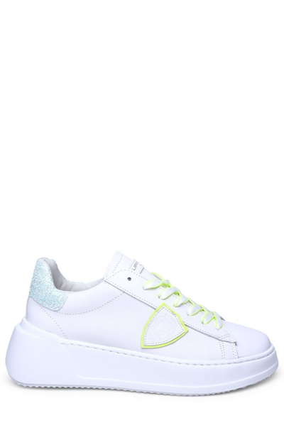 Philippe Model Paris Tres Temple Lace Up Sneakers In White
