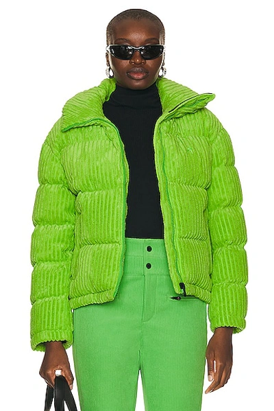 Perfect Moment Jumbo Cord Down Jacket In Pear Green