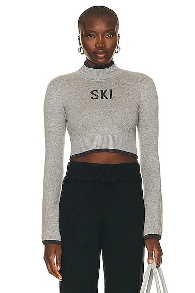Year Of Ours Ski Bell Sleeve Cashmere Sweater In Heather Grey & Dark Gray