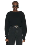 Saint Laurent Balloon-sleeves Cropped Sweatshirt In Noir