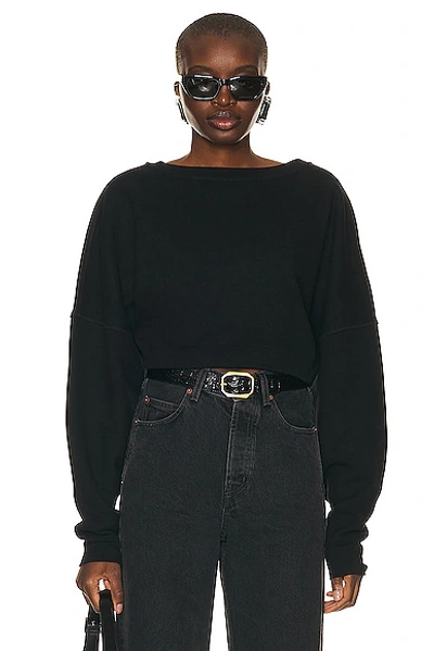 Saint Laurent Cropped Sweatshirt In Noir