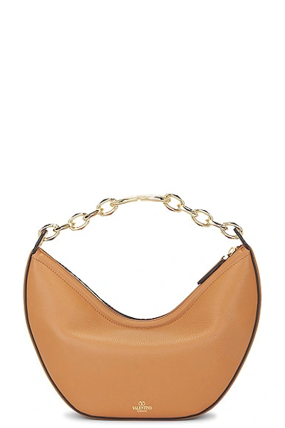 Valentino Garavani V Logo Gate Small Hobo Bag In Kel Almond Beige