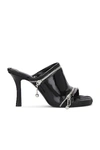Burberry Glossy Leather Peep Mules In Black