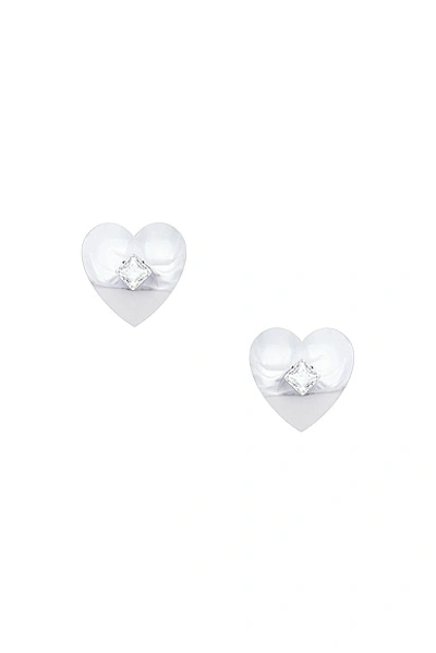 Alessandra Rich Metal Heart Earrings In Cry Silver