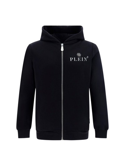 Philipp Plein Logo Patch Zipped Hoodie In Black