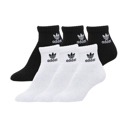 Adidas Originals Kids' Boys  Youth Originals Trefoil 6-pack Quarter Socks In White/black/grey