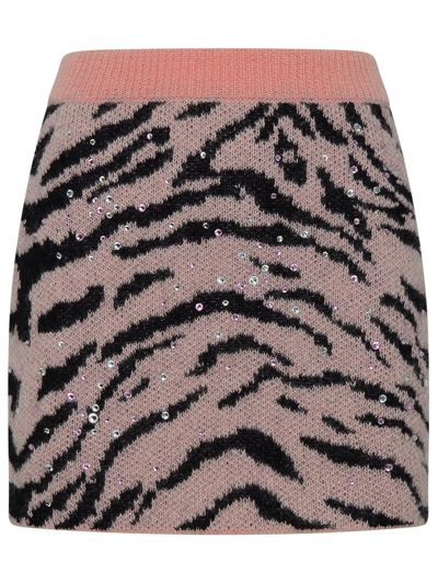 Alessandra Rich Zebra Patterned Elastic Waist Mini Skirt In Pink