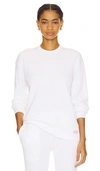 Alexander Wang Crewneck Long Sleeve Waffle Knit Top In White