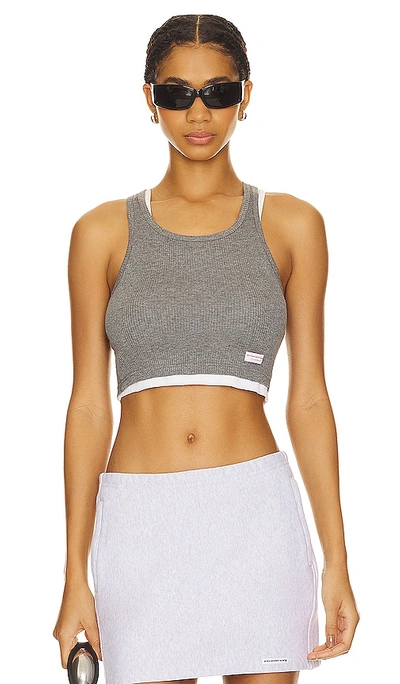 Alexander Wang Cropped Classic Racer Tank In Grey