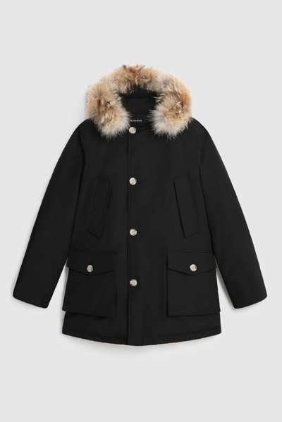 Pre-owned Woolrich Arctic Parka In Ramar With Detachable Fur Trim Black