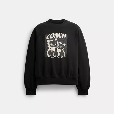 Coach The Lil Nas X Drop Signature Cats Crewneck Sweatshirt In Black