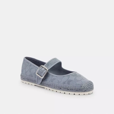Coach Courtney Espadrille In Signature Canvas In Grey Blue