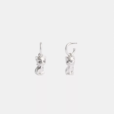 Coach The Lil Nas X Drop Cat Huggie Earrings In Silver