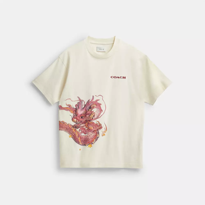Coach New Year T Shirt With Dragon In Cream