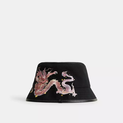 Coach New Year Bucket Hat With Dragon In Black