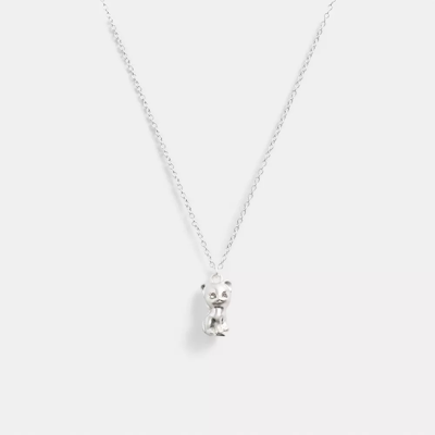 Coach The Lil Nas X Drop Cat Pendant Necklace In Silver