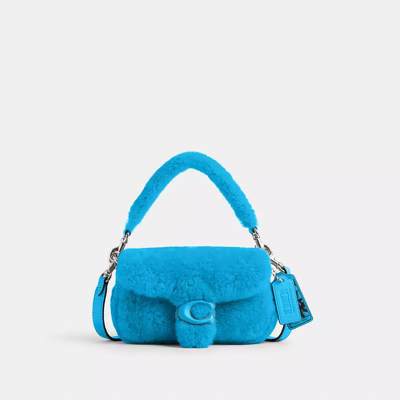 Coach The Lil Nas X Drop Tabby Shoulder Bag 18 In Shearling In Silver/montero Blue