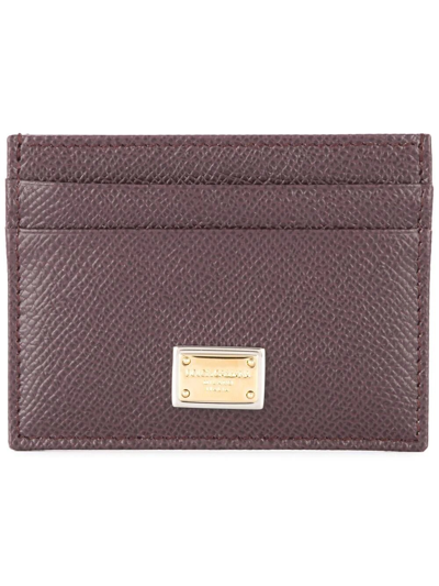 Dolce & Gabbana Leather Card Holder In Bordeaux