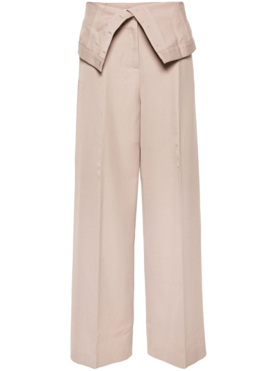 Acne Studios Folded Waist Straight-leg Trousers In Brown