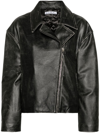 ACNE STUDIOS BLACK DISTRESSED-EFFECT LEATHER BIKER JACKET