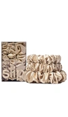 Slip Midi & Large Scrunchie Set Of 3 In Beige